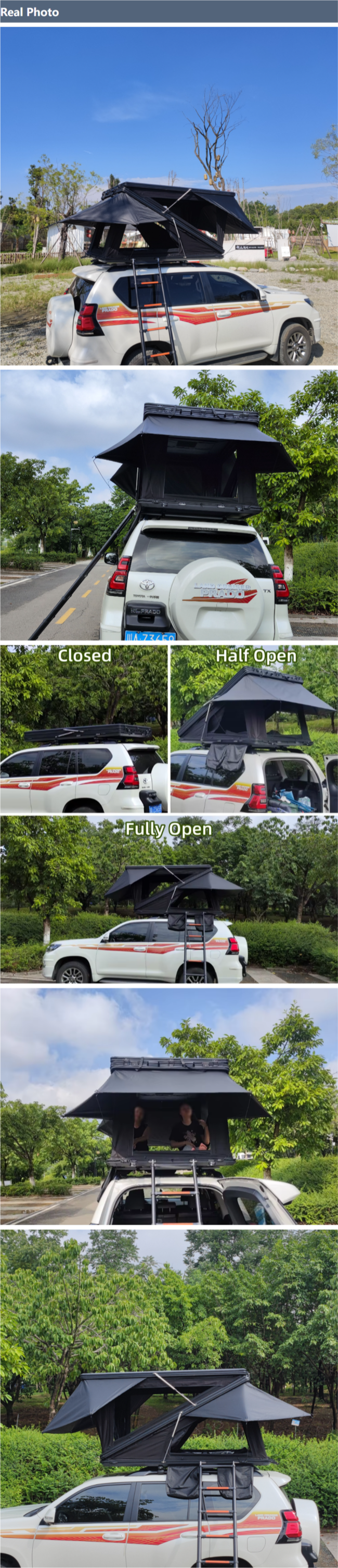 Technical diagラム of Z-shaped rooftop tent dimensions