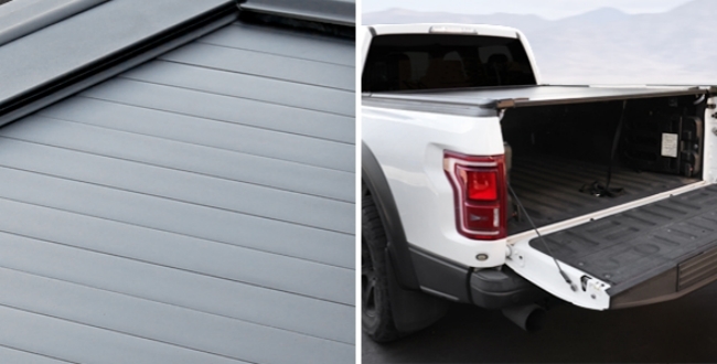 Aluminum truck bed cover installed on Ford レンジャー T9